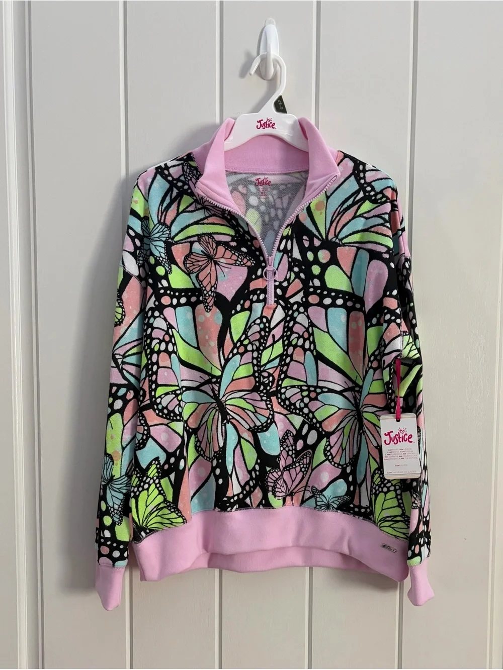 Justice Girls Pullover Butterfly Sweatshirt Shirt XL(16-18)New with tag